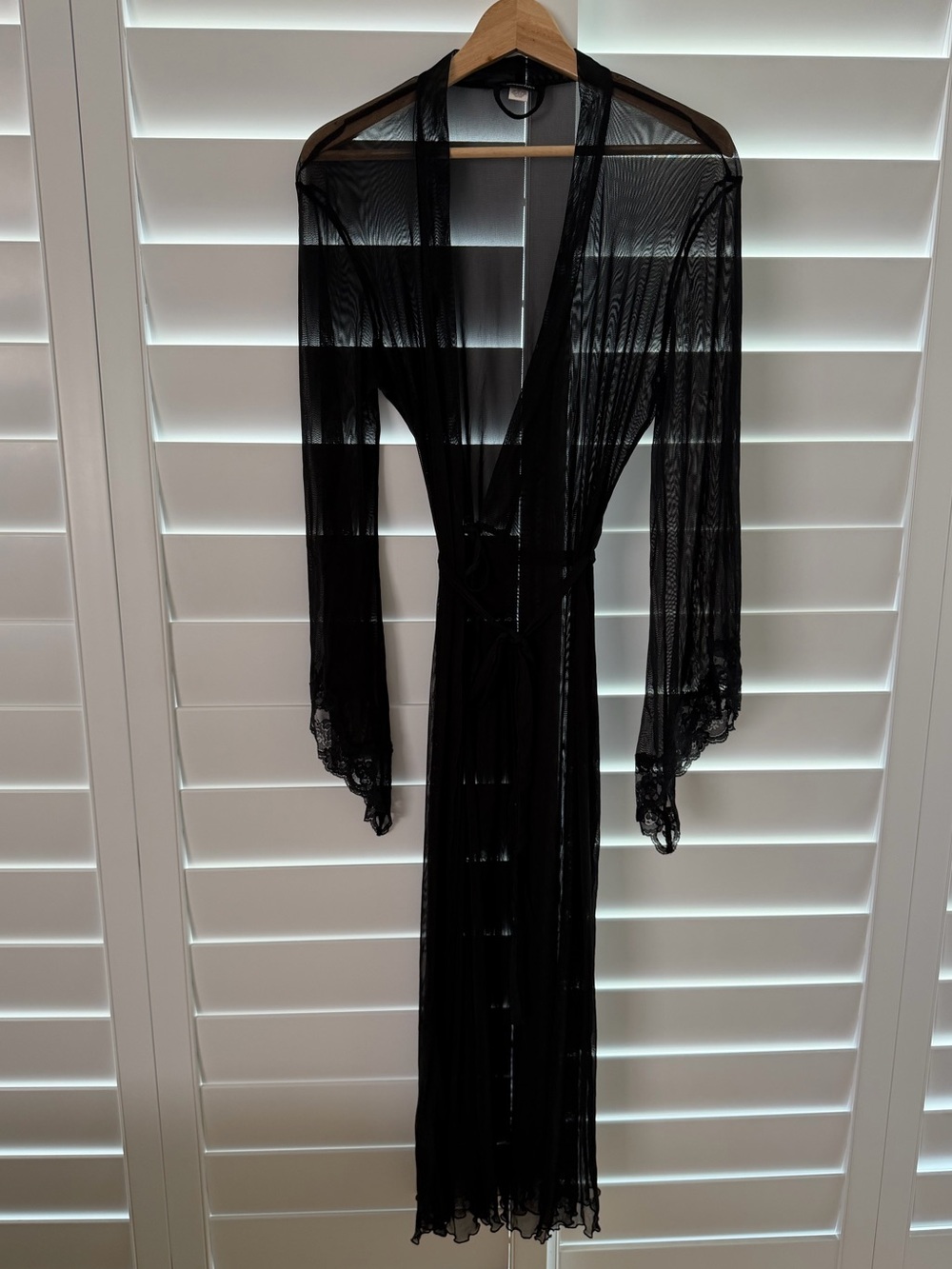 Frederick's of Hollywood Black Sheer Mesh Robe